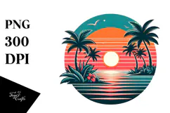 Retro Tropical Island Sunset, 20 oz Tumbler Product Image 1