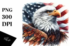 Detailed Patriotic Eagle and Flowers | Sublimation | Clipart Product Image 1