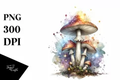 Magical Mushroom Watercolor Splash PNG Product Image 1