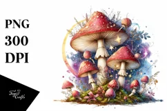 Magical Mushroom Watercolor Splash PNG Product Image 3