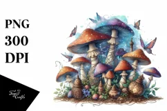 Magical Mushroom Watercolor Splash PNG Product Image 3