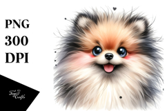 Happy Pomeranian Puppy, Watercolor PNG Product Image 1