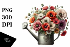 Detailed Watering Can Poppy Clipart Product Image 1