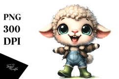 Excited Lamb with Rain Boots | Sublimation Clipart Product Image 1