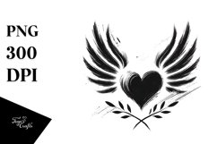 Simple Paint Brush Heart Wings PNG Product Image 1