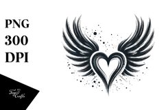 Simple Paint Brush Heart Wings PNG Product Image 1