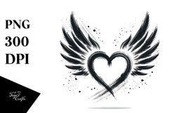 Simple Paint Brush Heart Wings PNG Product Image 1