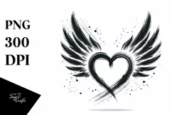 Simple Paint Brush Heart Wings PNG Product Image 1