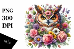 Watercolor Colorful Owl Floral |T-shirt, Mug, Tumbler Product Image 1