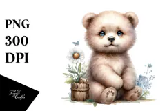 Digital Watercolor with Baby Bear, PNG Product Image 1