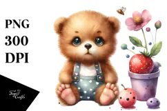 Digital Watercolor with Baby Bear, PNG Product Image 1