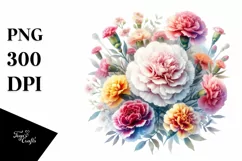 Colorful Carnation Watercolor PNG Product Image 3