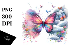 Cute Butterfly Splash Painting, PNG Product Image 1