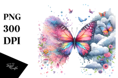 Cute Butterfly Splash Painting, PNG Product Image 1