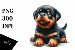 Dancing Puppy Rottweiler Watercolor PNG Product Image 1