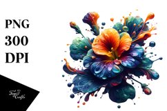 Abstract Glossy Nasturtium Watercolor Splash | Clipart Product Image 1