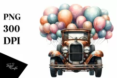 Vintage Rusty Car Watercolor PNG Product Image 1