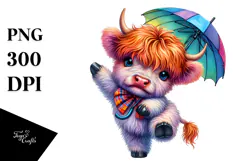 Watercolor Posing Highlandcow, Transparent PNG Product Image 1