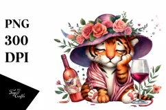 Funny Cute Tiger Watercolor Clipart Product Image 1
