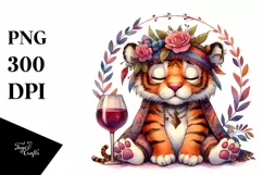 Funny Cute Tiger | of Wine Clipart Product Image 3