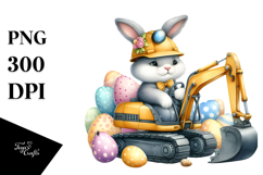 Funny Bunny with Excavator, PNG Product Image 1