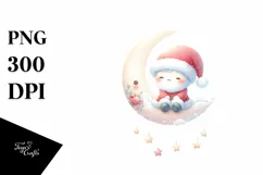 Pastel Santa Sitting on Moon PNG Product Image 1