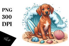 Cute Rhodesian Ridgeback in Sand | Sublimation Clipart Product Image 1