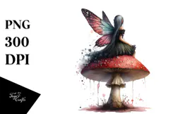 Gothic Fairy on Mushroom PNG Product Image 1