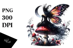 Gothic Fairy on Mushroom PNG Product Image 1
