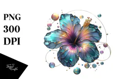Abstract Hibiscus with Golden Insertions PNG Product Image 1