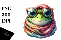 Detailed Frog in Silk Scarf | Sublimation Clipart Product Image 3