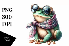 Detailed Frog in Silk Scarf | Sublimation Clipart Product Image 1