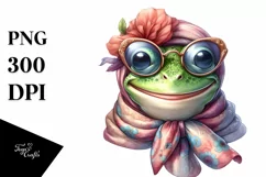 Detailed Frog in Silk Scarf | Sublimation Clipart Product Image 3
