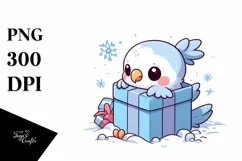 Cute Baby Parrot with Gift Box, Transparent PNG Product Image 1