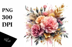 splash,Abstract Vibrant Bouquet with Gold Foil Carnation | Product Image 3