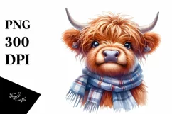 Cow Highland Cow Portrait with Smiling Eyes Clipart Product Image 3