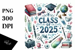 Class of 2025 Watercolor Clipart Product Image 3