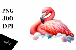 Sleeping Flamingo Watercolor PNG Product Image 1
