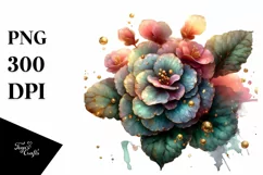 Shiny Begonia Watercolor Clipart Product Image 3