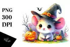 Cute Baby Mouse Halloween Scenery | Sublimation | Clipart Product Image 3