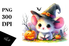 Cute Baby Mouse Halloween Scenery | Sublimation | Clipart Product Image 1