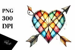 Watercolor Stained Heart Arrow PNG Product Image 1