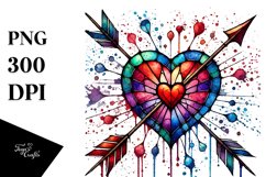 Watercolor Stained Heart Arrow PNG Product Image 1