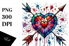 Watercolor Stained Heart Arrow PNG Product Image 1