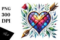 Watercolor Stained Heart Arrow PNG Product Image 1