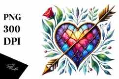Watercolor Stained Heart Arrow PNG Product Image 1