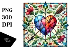 Watercolor Stained Heart Arrow PNG Product Image 1