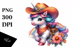 Cowboy Baby Unicorn PNG Product Image 1