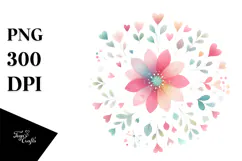 Colorful Pastel Flower Digital Painting, PNG Product Image 1