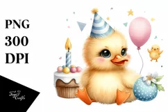 Cute Baby Duck with Party Hat PNG Product Image 3
